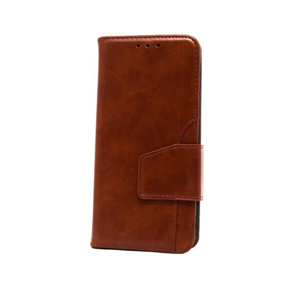 Premium PU Leather with Front Slot Card Wallet Case for Samsung Galaxy S10 Plus - Brown